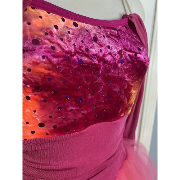 Weissman Girls Large Dance Costume Pink Orange Ombre Tutu Lyrical Ballet LC - Picture 6 of 16